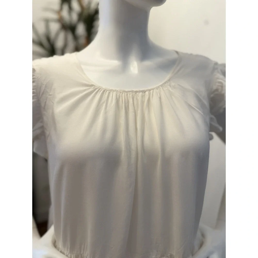 Aritzia Wilfred Sidonie Mini Dress Size L Babydoll Tiered Prairie Peasant Ruffle